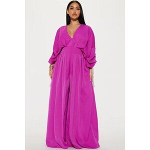 Magenta Wide-Leg Jumpsuit – Size Large, Brand New